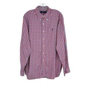 Polo Ralph Lauren Classic Fit Red Plaid Blue Pony Performance Shirt Mens XL